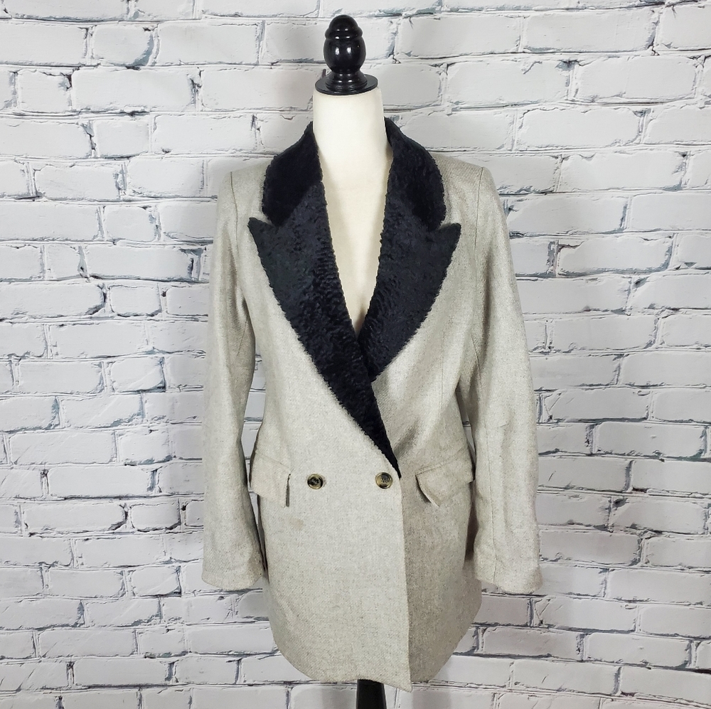 Smythe Grey Wool-blend Coat with Black Collar